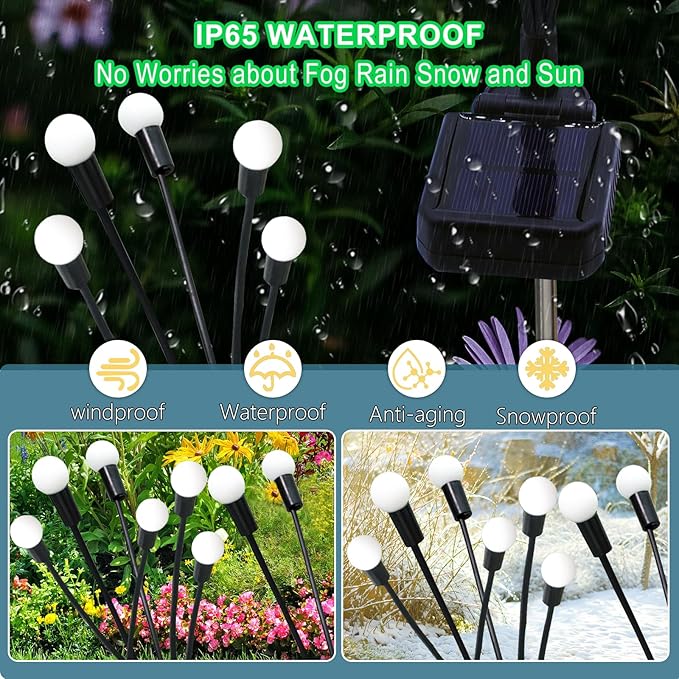 Solar St Patricks Day Lights Outdoor, 6 Pack 48 LED Solar Green Firefly Lights - Image 4