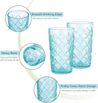 CREATIVELAND Drinking Highball Glasses Set of 4, Vintage Cross Hatch Glass Cups - Image 3