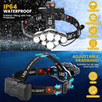 Elmchee Rechargeable Headlamp, 18000 Lumen Bright 8 Led Head Lamp, 16 Modes - Image 7