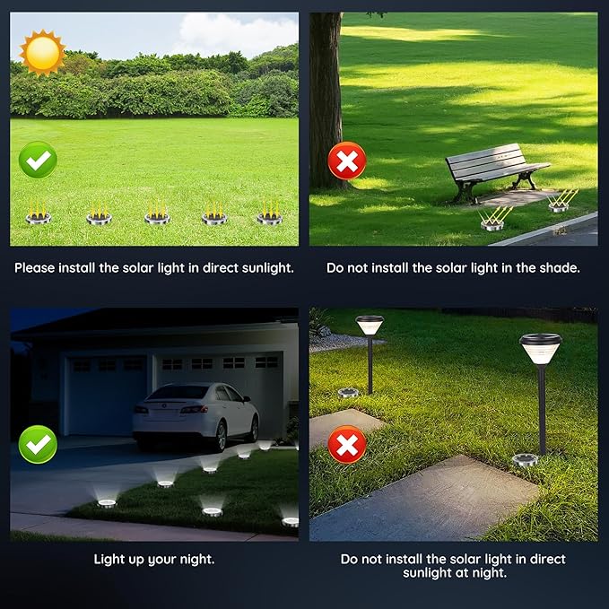 Solar Ground Lights Outdoor, 12 Pack Solar Lights Outdoor Waterproof, Mini Flat - Image 4