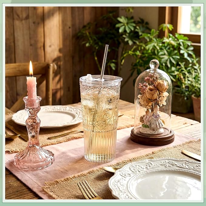 8 Set 20oz Vintage Plastic Tumbler - Image 4