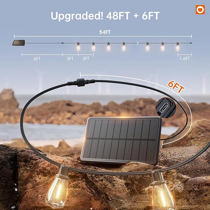 addlon 54FT Solar String Lights Outdoor Waterproof - Image 6