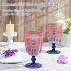 XUWAIDSGN 24Pcs Plastic Vintage Wine Glasses 13.5oz Reusable Embossed Goblet - Image 2