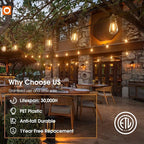 addlon 100FT Outdoor String Lights LED Waterproof Patio Lights - Image 4