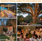 JMEXSUSS 200 LED String Lights Indoor Outdoor Clear Wire, Connectable Warm - Image 5