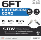 Iron Forge Cable 12 Gauge Outdoor Extension Cord 6 Ft, SJTW 12/3 Heavy Duty - Image 2