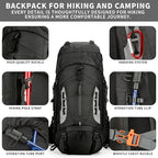 75L Hiking Backpack with Rain Cover Waterproof Camping Backpack Shoes Warehouse - Image 6