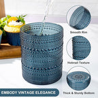 YOUBET 24PCS Plastic Hobnail Drinking Glasses - 14 Oz Blue Vintage Glasses - Image 6