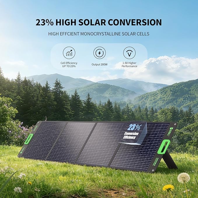 EBL 200W Portable Solar Panel for Power Station, Foldable Solar Charger w/ 4 - Image 2