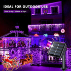 JMEXSUSS 2 Pack Solar Fairy Lights Outdoor, 33ft 100 LED Purple Christmas Lights - Image 4