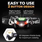 Foxelli USB-C Rechargeable LED Headlamp – Super Bright, Lightweight Head Lamp - Image 5