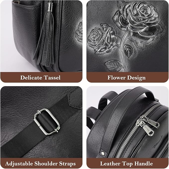 Mini Backpack Purse for Women, Embossed Leather Small Backpack Fashion Travel - Image 6