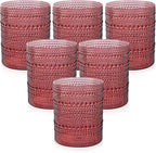 18PCS Plastic Hobnail Drinking Glasses - 14 Oz Burgundy Vintage Glasses Mixed by Joyido