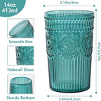 Ciaell 12 Pack Romantic Plastic Water Glasses - 14 Oz Green Vintage Drinking - Image 2