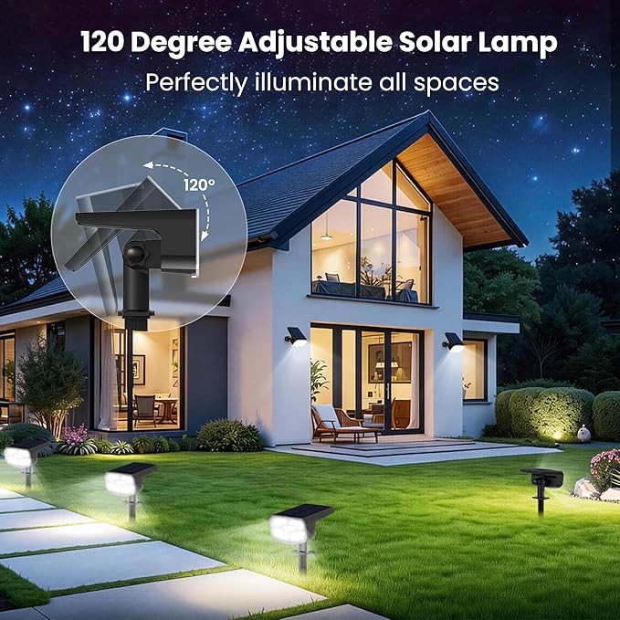 Solar Spot Lights Outdoor Waterproof IP65, 4 Pack, Cool Light, 2 Lighting Modes - Image 5