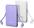 6000mah Ultra Slim Built in Cables Power Bank, Card Size Built in USB C Cords by MIISSO