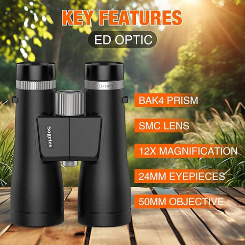 12x50 ED Binoculars for Adults-Professional Roof Prism, HD Optical System - Image 2