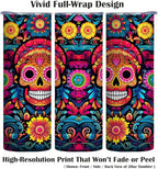 Firmiso 20 oz Tumbler｜Skinny Insulated Travel Mug｜Sugar Skull Floral Stainless - Image 2