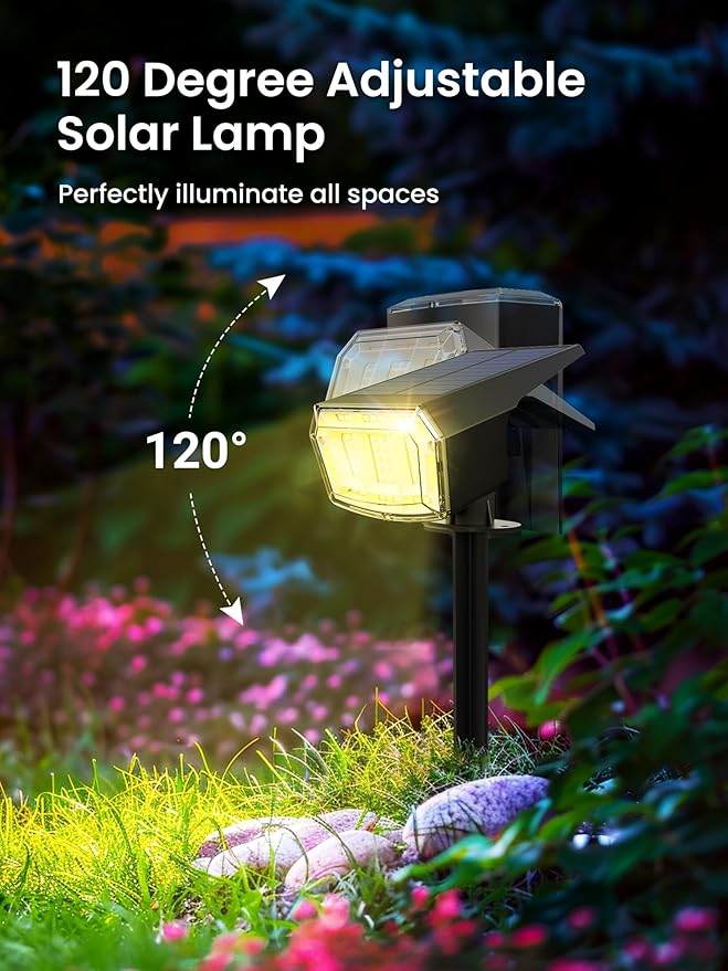 AUDERWIN Color Changing Solar Spot Lights Outdoor, 9 Lighting Modes Colored - Image 5