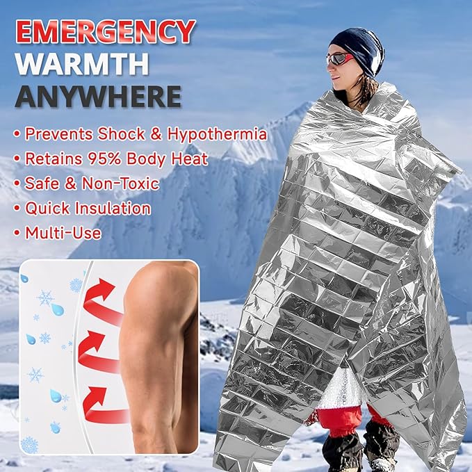 SecuCaptain Survival Emergency Thermal Blankets: 50 Pack Extra Large 84” x63” - Image 7