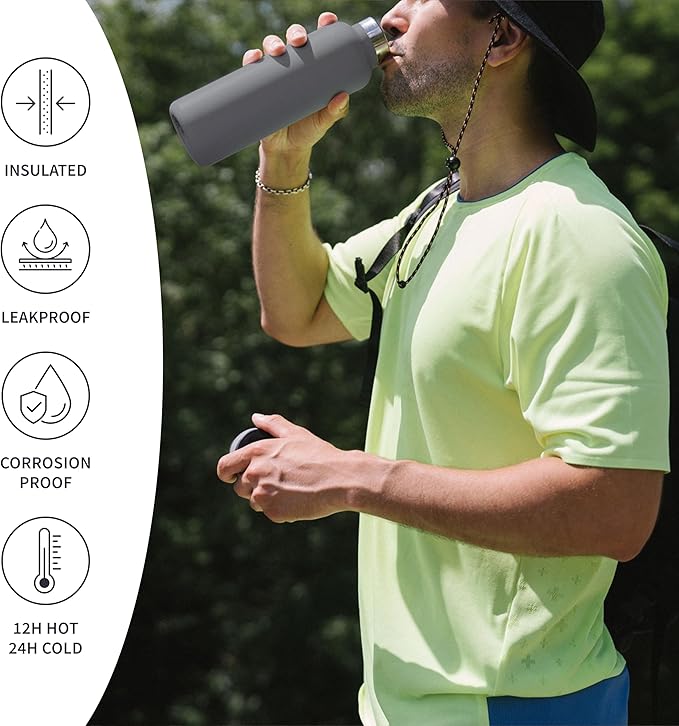 Bambaw Travel Water Bottle Stainless Steel 24 oz, Insulated Stainless Steel - Image 3