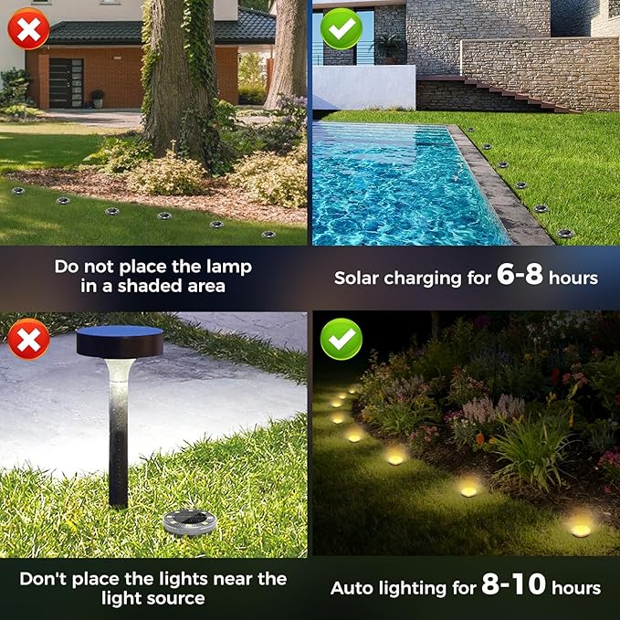 Peasur Mini Solar Ground Lights, 2 Pack Flat Solar Disc Lights Outdoor - Image 9