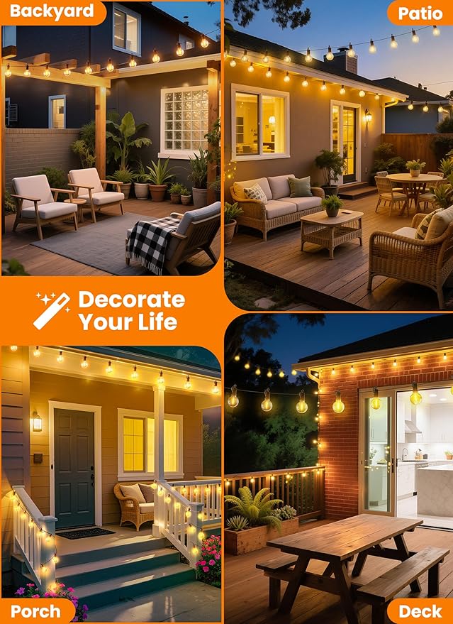 Outdoor String Patio Lights, 150FT 75 LED Patio Lights Waterproof, Connectable - Image 6