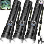 3 Pack Rechargeable LED Flashlights 990, 000 Lumens, Adjustable, 5 Modes by ALSTU