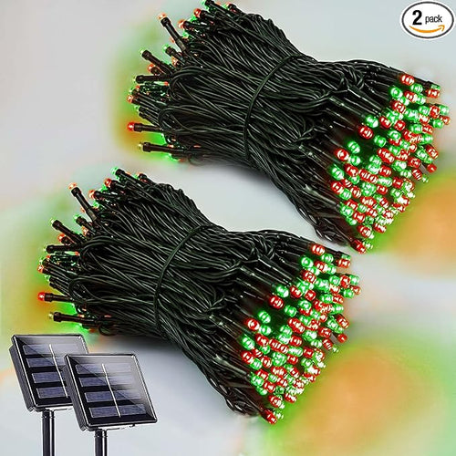2 Pack 200 LED Solar Christmas Lights Outdoor Waterproof, Solar String Lights by EEW