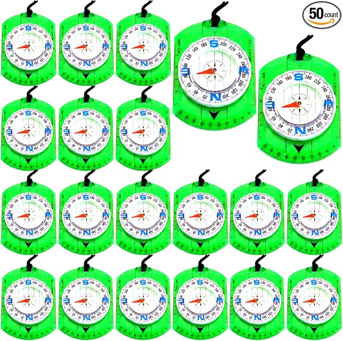 50 Pack Orienteering Compass Bulk Advanced Baseplate Compass Hiking Survival by Unknown