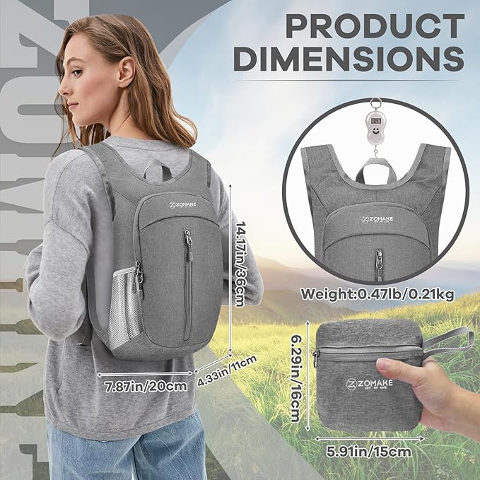 ZOMAKE 10L Ultra Lightweight Packable Backpack, Small Daypack Light Foldable - Image 2