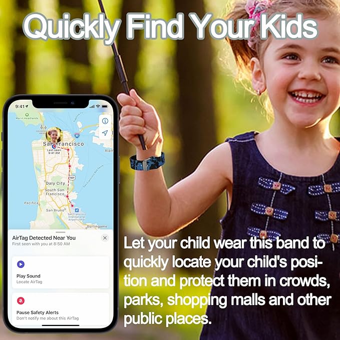 Waterproof AirTag Bracelet for Kids, Hidden Printed Wristband for Apple Air Tag - Image 4