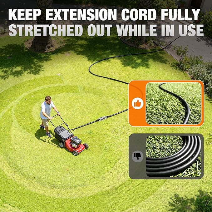 25 FT Outdoor Extension Cord Waterproof, 16/3 Gauge Heavy Duty 3 Prong Power - Image 6