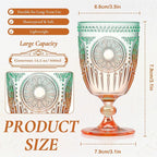 XUWAIDSGN 12Pcs Plastic Vintage Wine Glasses 13.5oz Reusable Embossed Goblet - Image 4