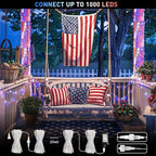 JMEXSUSS Red White and Blue Lights Clear Wire, 66 Ft 200 LED 4th of July - Image 4
