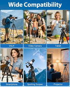 75" Camera Tripod, Aluminum Heavy Duty Camera Stand - Image 2