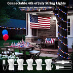 4th of July Red White and Blue Lights, Connectable 200 LED 66FT String Lights - Image 2