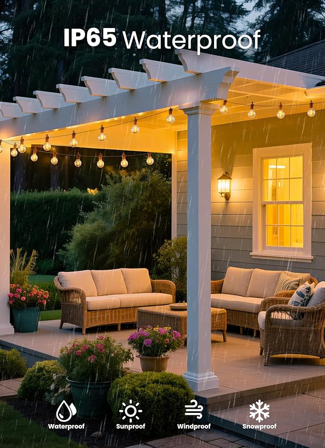 Outdoor String Patio Lights, 50FT 50 LED Patio Lights Waterproof, Connectable - Image 2