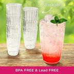 Kate Aspen Clear Ribbed Acrylic Glasses Drinkware Set of 8, 21 oz, Plastic - Image 3