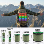 Reflective Paracord Rope 750 lb - 500ft 5/32" Parachute Cord 4MM 12-Strand para - Image 5