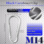 12 Pack 5.5" Heavy Duty Carabiner Clips, M14 Sliver Galvanized Steel Spring - Image 2