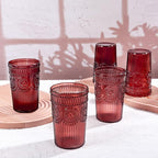 Ciaell 12 Pack Romantic Plastic Water Glasses - 14 Oz Burgundy Vintage Drinking - Image 4