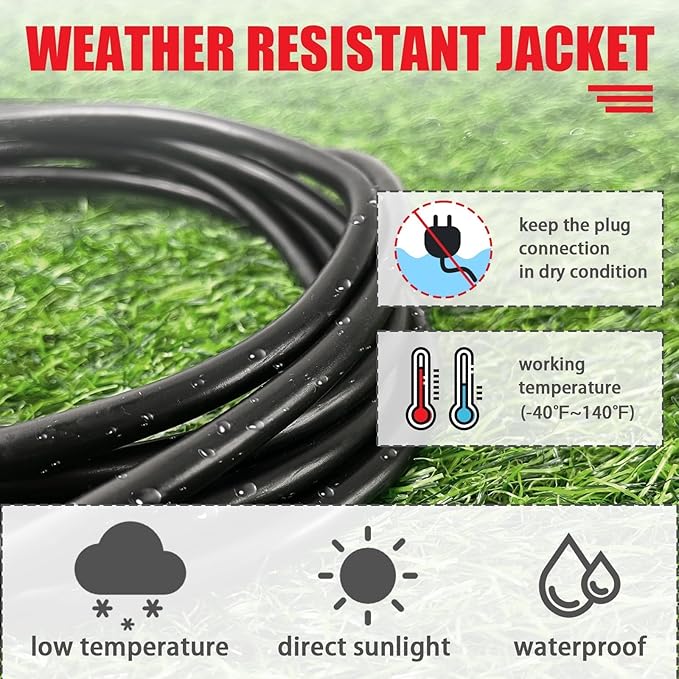 EP 6FT Black Outdoor Extension Cord, 16/3 SJTW Heavy Duty Waterproof, 3 Prong - Image 3