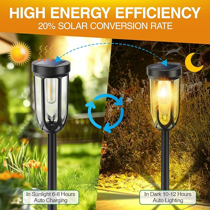Barleit Solar Lights Outdoor 8 Pack, Solar Pathway Lights, Solar Lights Outdoor - Image 5
