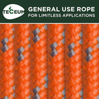 TECEUM Rope – 90 Feet x 3/8 Inch – Orange Gray – Strong All-Purpose Utility - Image 9