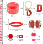 9PCS Red for Stanley Cup Accessories Set Bling Initials Bow Charms for Stanley - Image 3