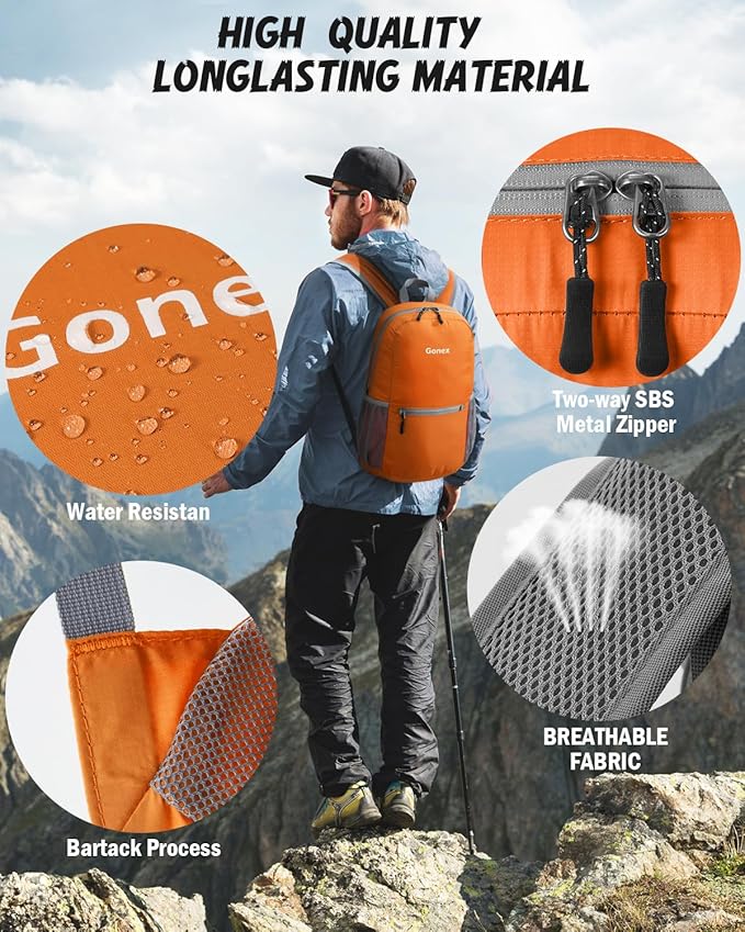 Gonex Ultra Lightweight Packable Backpack 20L Daypack Handy Foldable Camping - Image 4