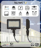 NUWATT 50W LED Flood Light, 3CCT 3000K/4000K/5000K Selectable, IP65 Waterproof - Image 2