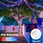 JMEXSUSS 2 Pack Red White and Blue Lights Outdoor, 33ft 100 LED 4th of July - Image 6
