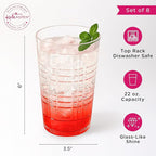 Kate Aspen Clear Plaid Acrylic Glasses Drinkware, Plastic Drinking Glasses Set - Image 6